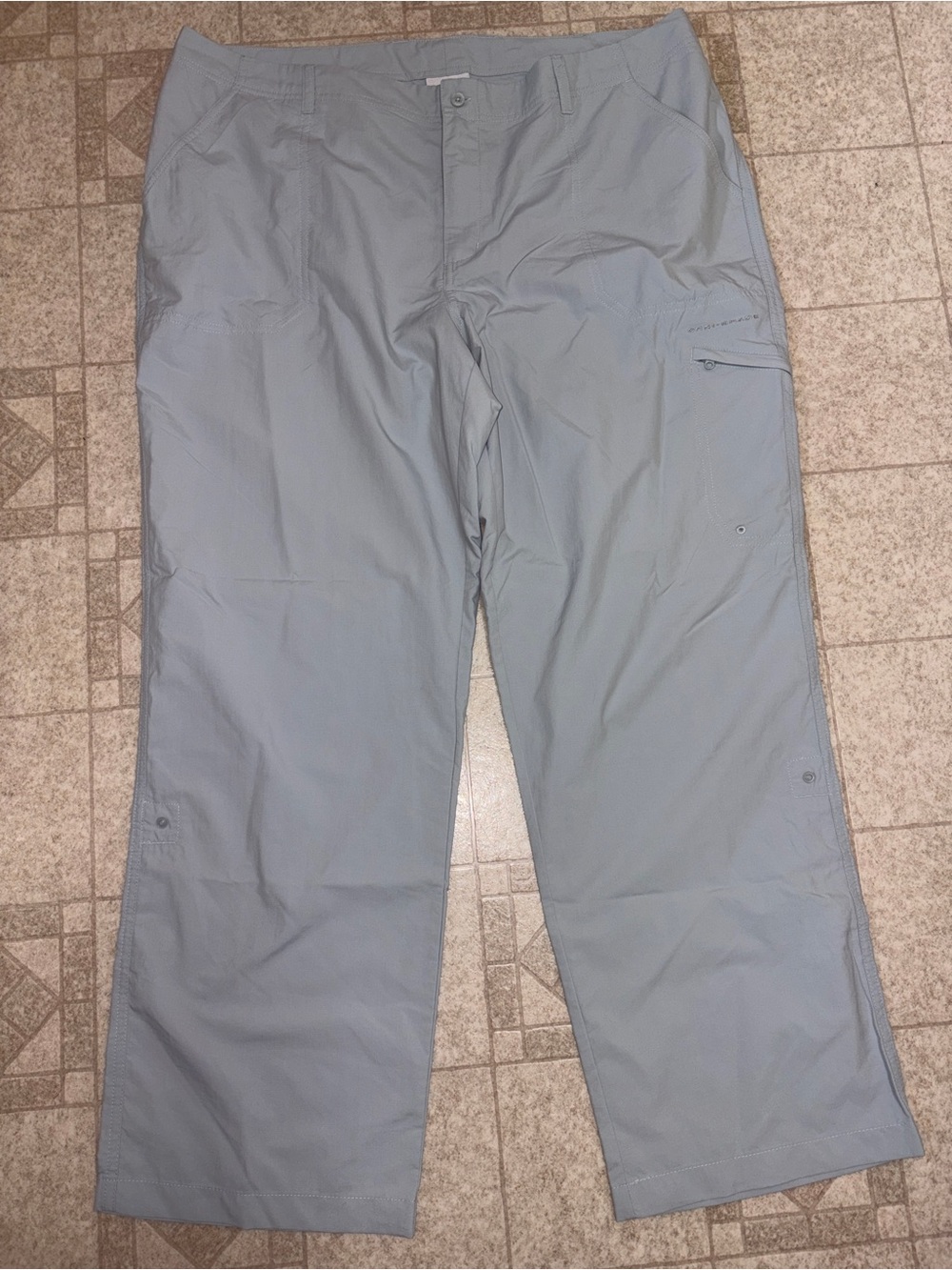Columbia Omni-Shade Pants Women’s 16W Blue/Green Hiking Lightweight Stretch EUC